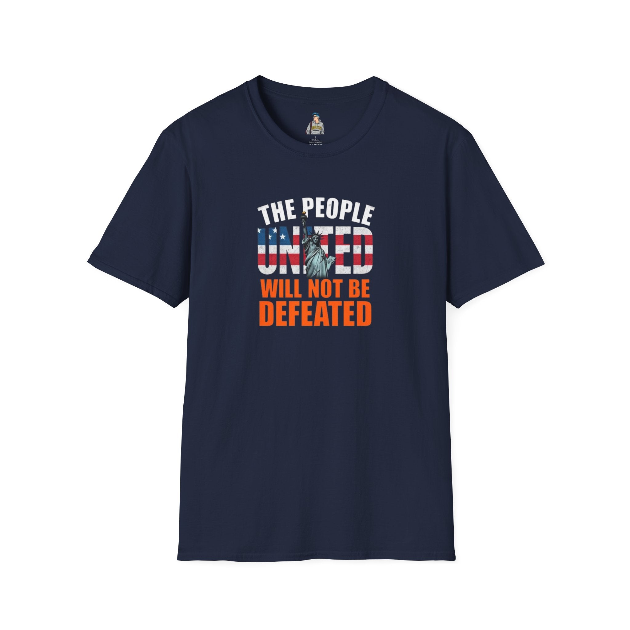 Patriotic Unisex Softstyle T-Shirt - "The People United Will Not Be Defeated"