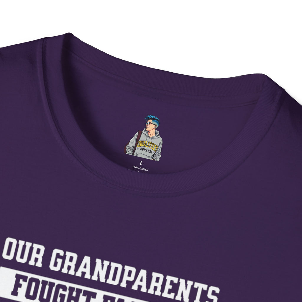 Unisex Softstyle T-Shirt: 'Our Grandparents Fought Fascists' Patriotic Tee