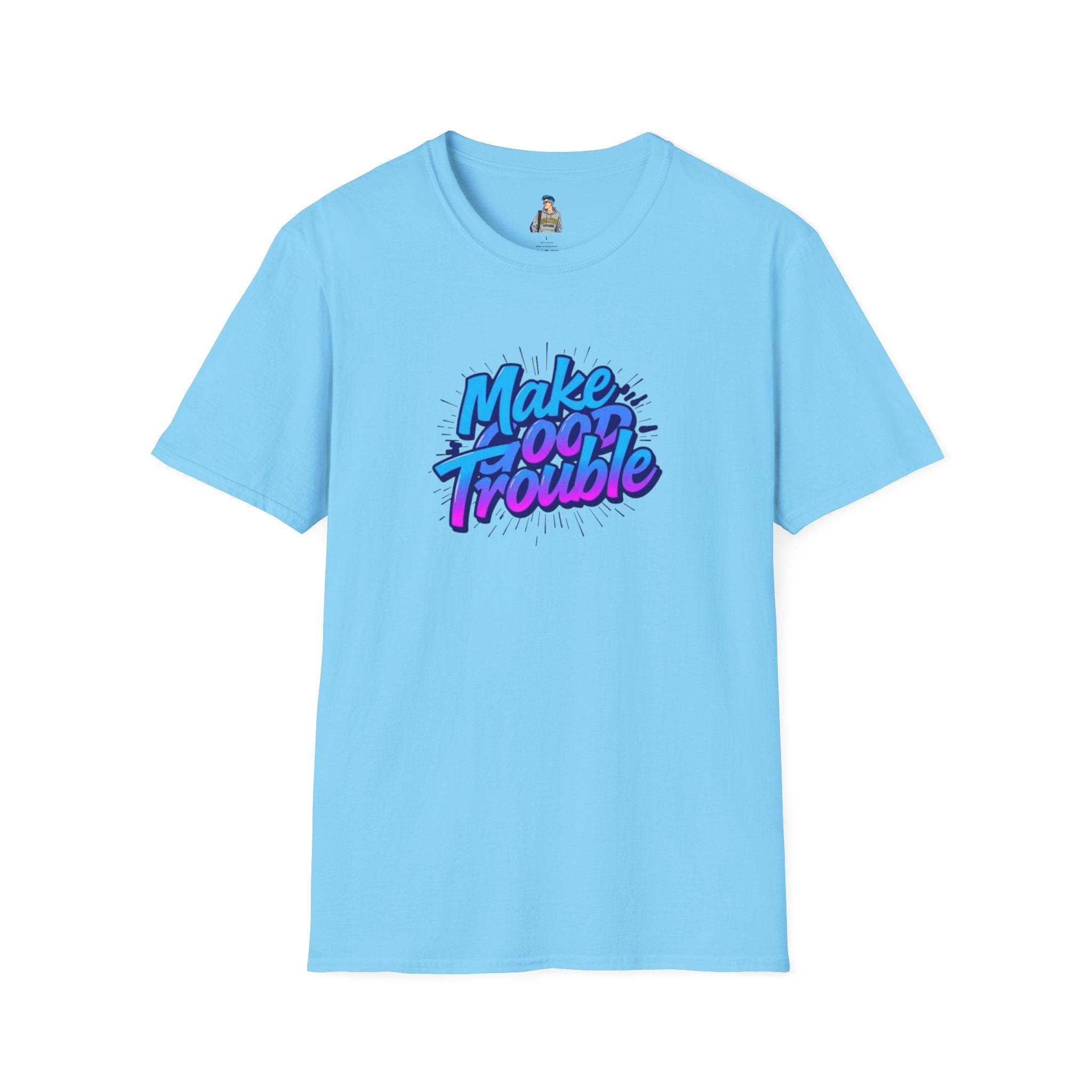 Make Good Trouble Blue Graphic Unisex T-Shirt - Fun & Bold Design for Everyday Wear