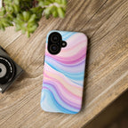 Pastel Marble Tough Phone Case iPhone — Swirled Pink & Blue Protective Cover