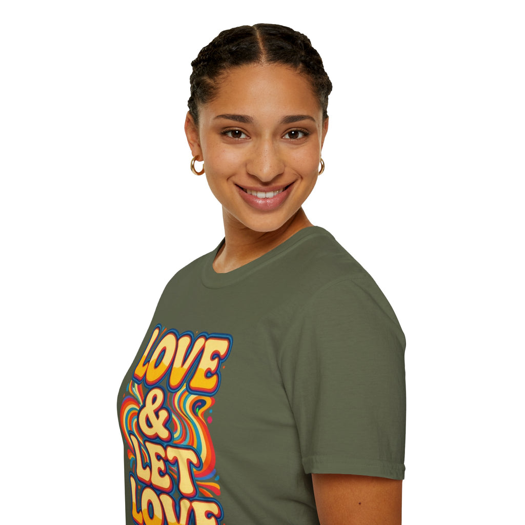 T-Shirt — "Love & Let Love" Retro Rainbow Peace Tee