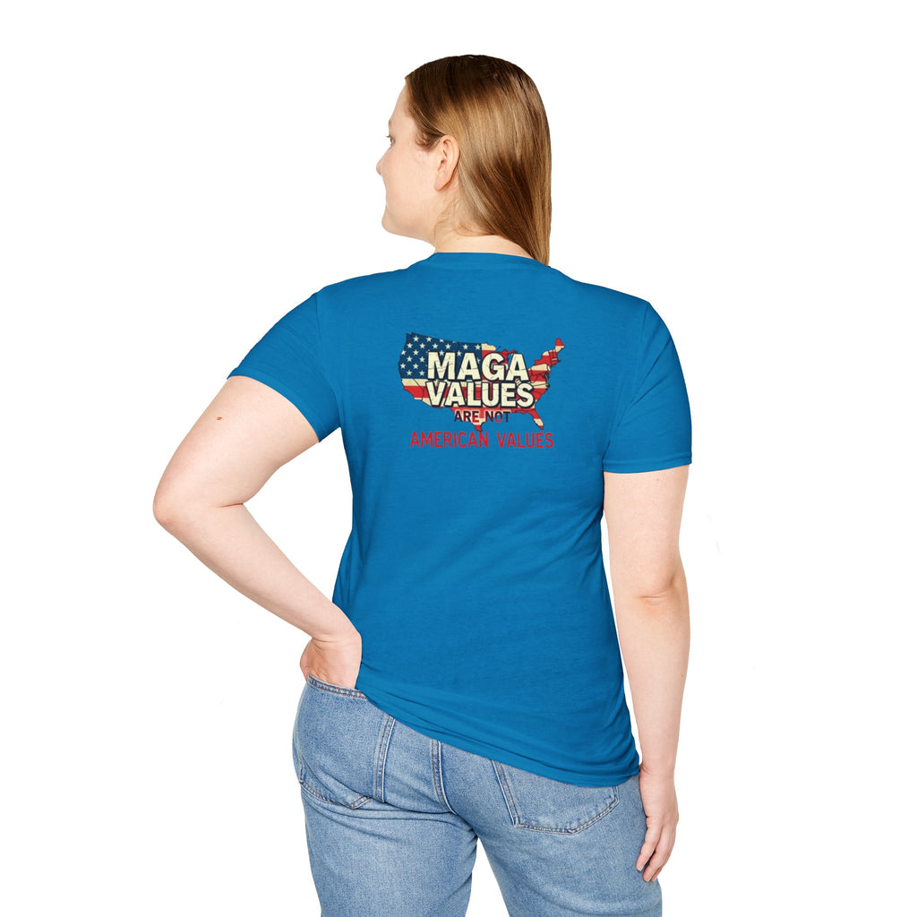 Unisex Softstyle T-Shirt - 'Patriots Don't Vote for Traitors' with USA Flag Design