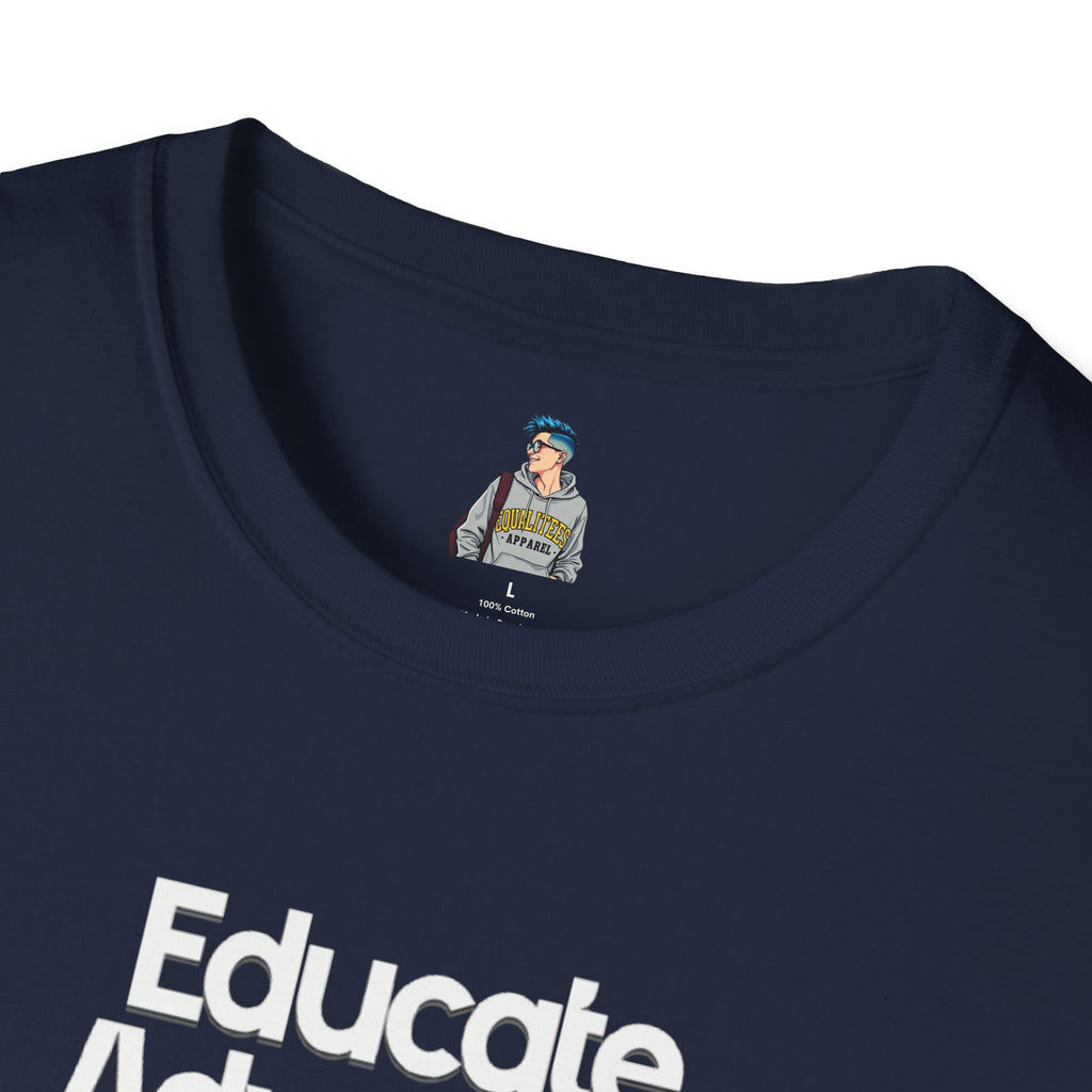 Educate. Advocate. Celebrate. Minimalist Pride T-Shirt - EqualiTees.Me
