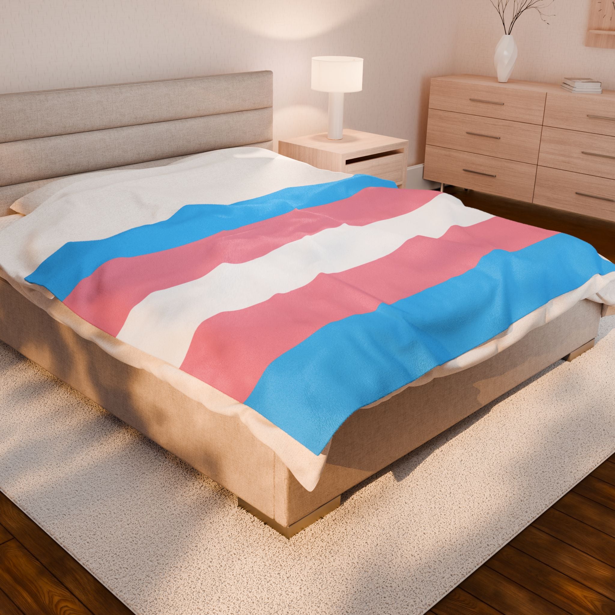Trans Pride Flag Velveteen Plush Blanket
