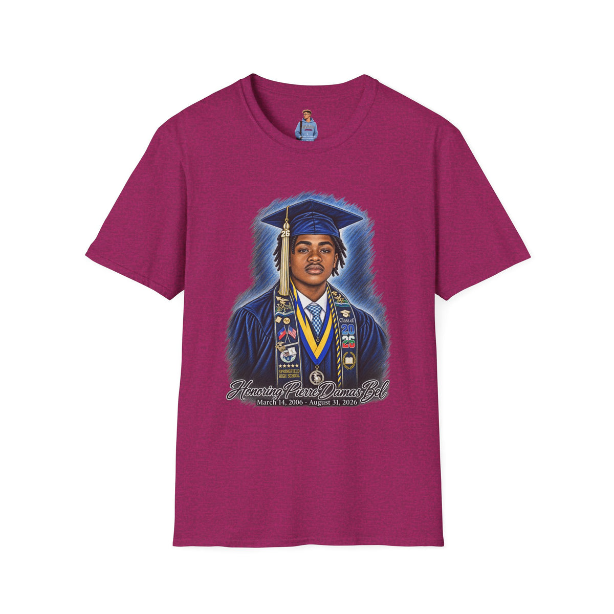 Portrait Front and Back - In Memory of Pierre Damas Bel T-Shirt
