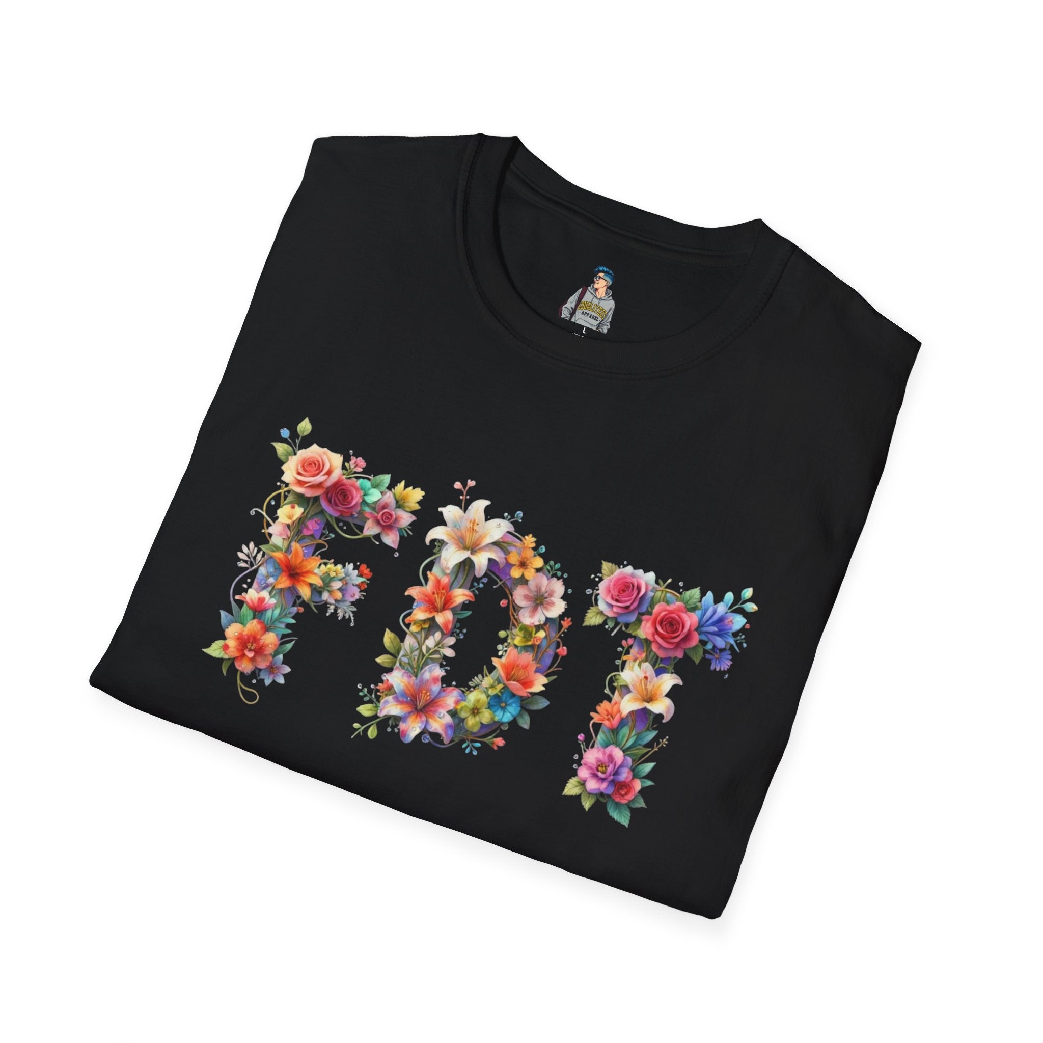 FDT Floral Letter Tee — Bold Floral Typography T-Shirt
