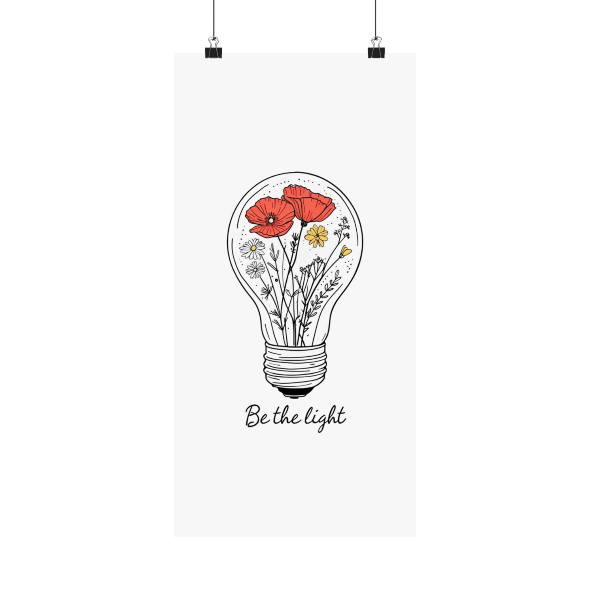 Inspirational Matte Vertical Poster - 'Be the Light'