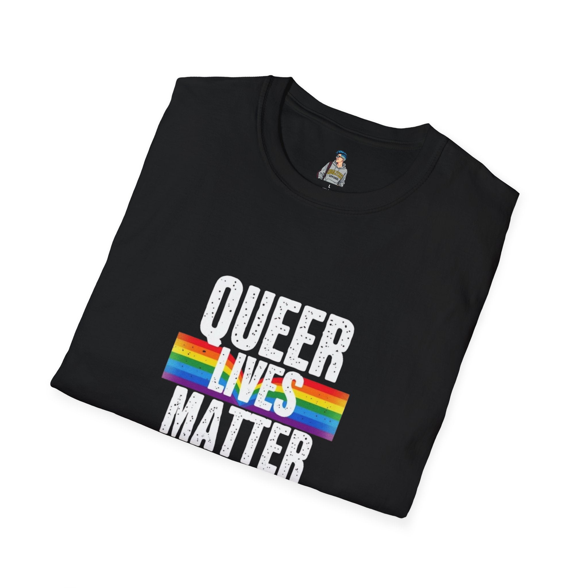 Queer Lives Matter Unisex Softstyle T-Shirt - Support LGBTQ+ Rights