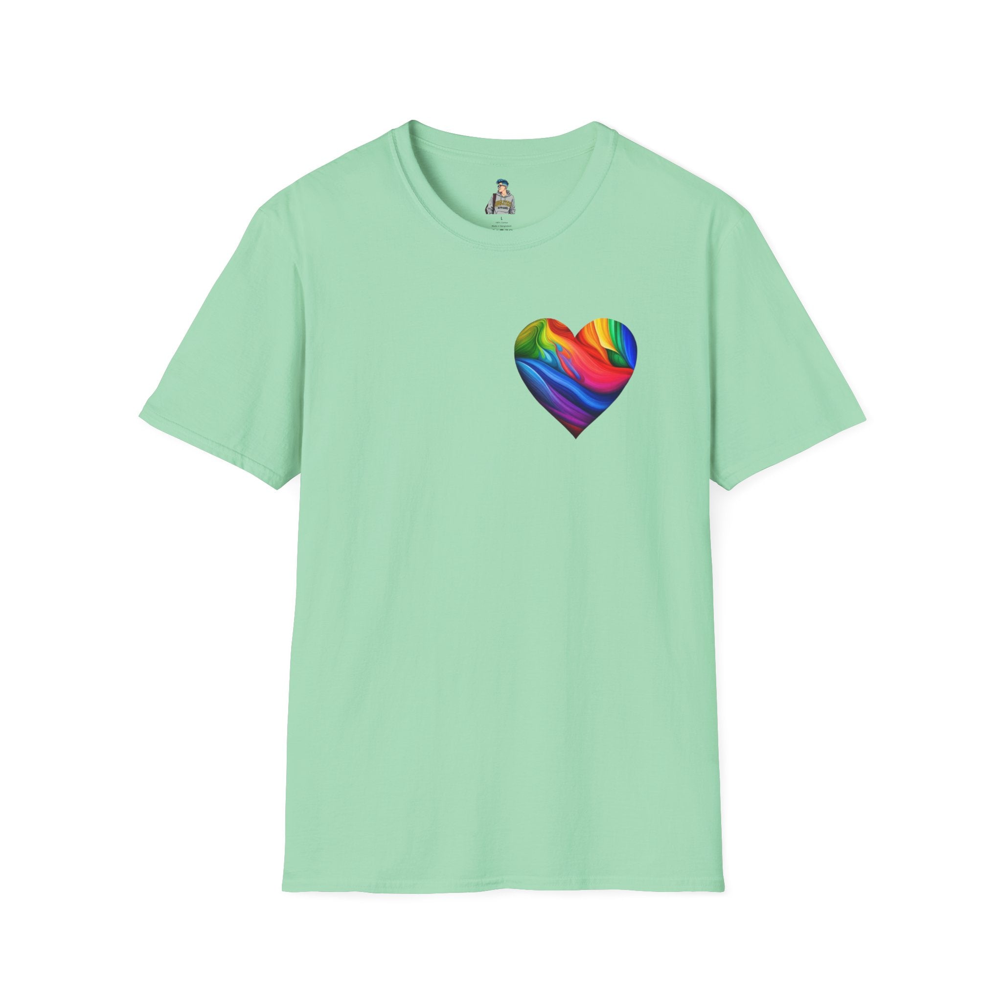 Unisex Softstyle T-Shirt - Pride Heart Design with 'Existence is Resistance'