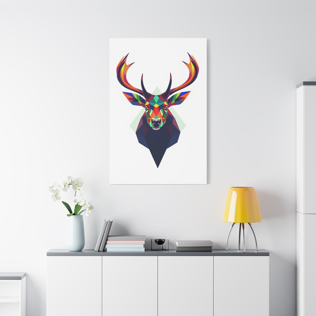 Colorful Elk Art Print - Modern Geometric Canvas Wall Decor
