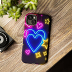 Android OR iPhone Compatible Cases - Neon Love Design - Unique Tough Cases