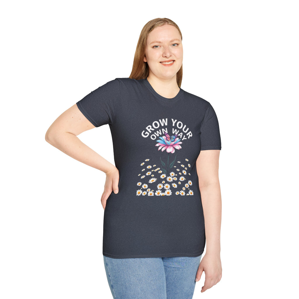 Grow Your Own Way Trans Pride Unisex T-Shirt - Floral Design for Garden Lovers