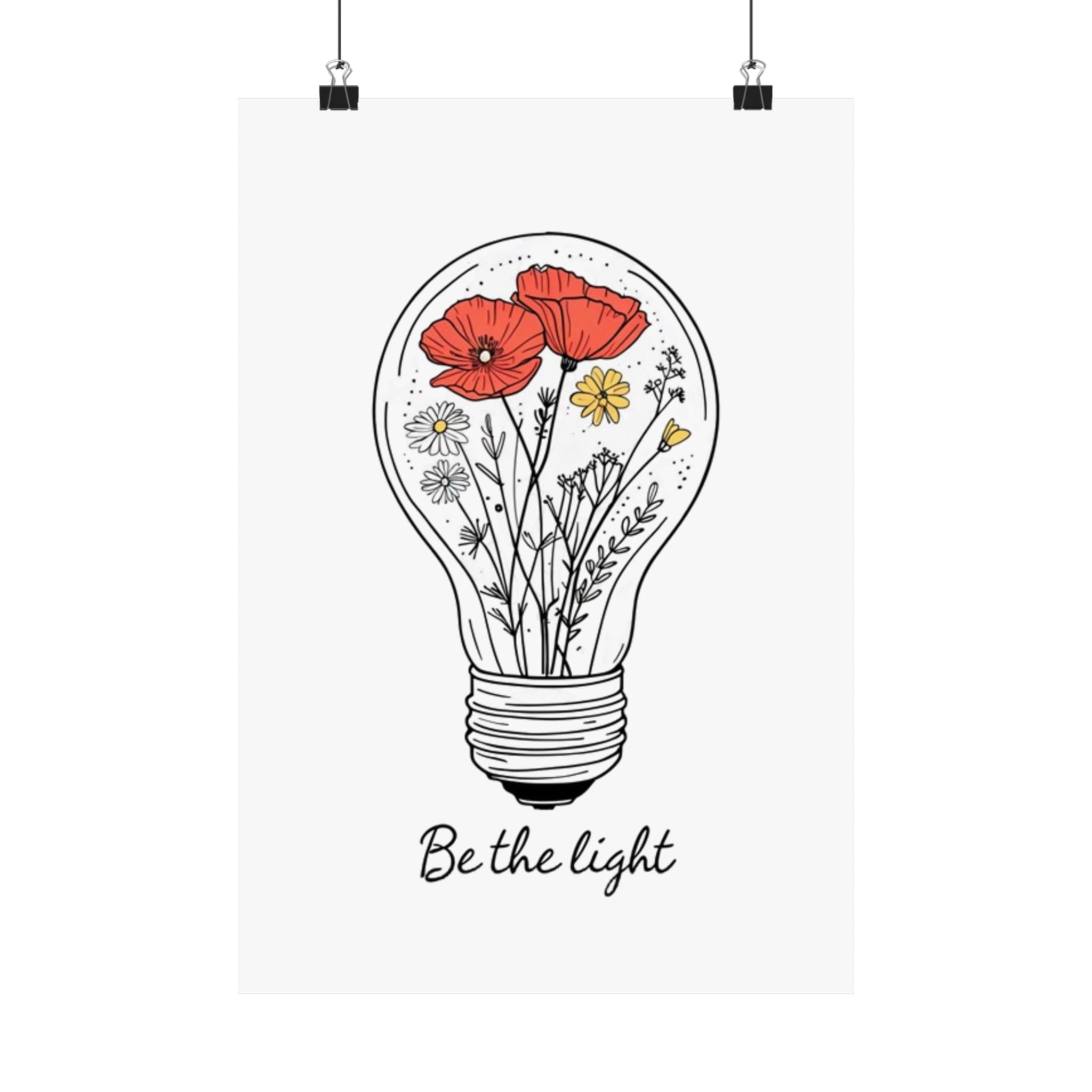 Inspirational Matte Vertical Poster - 'Be the Light'