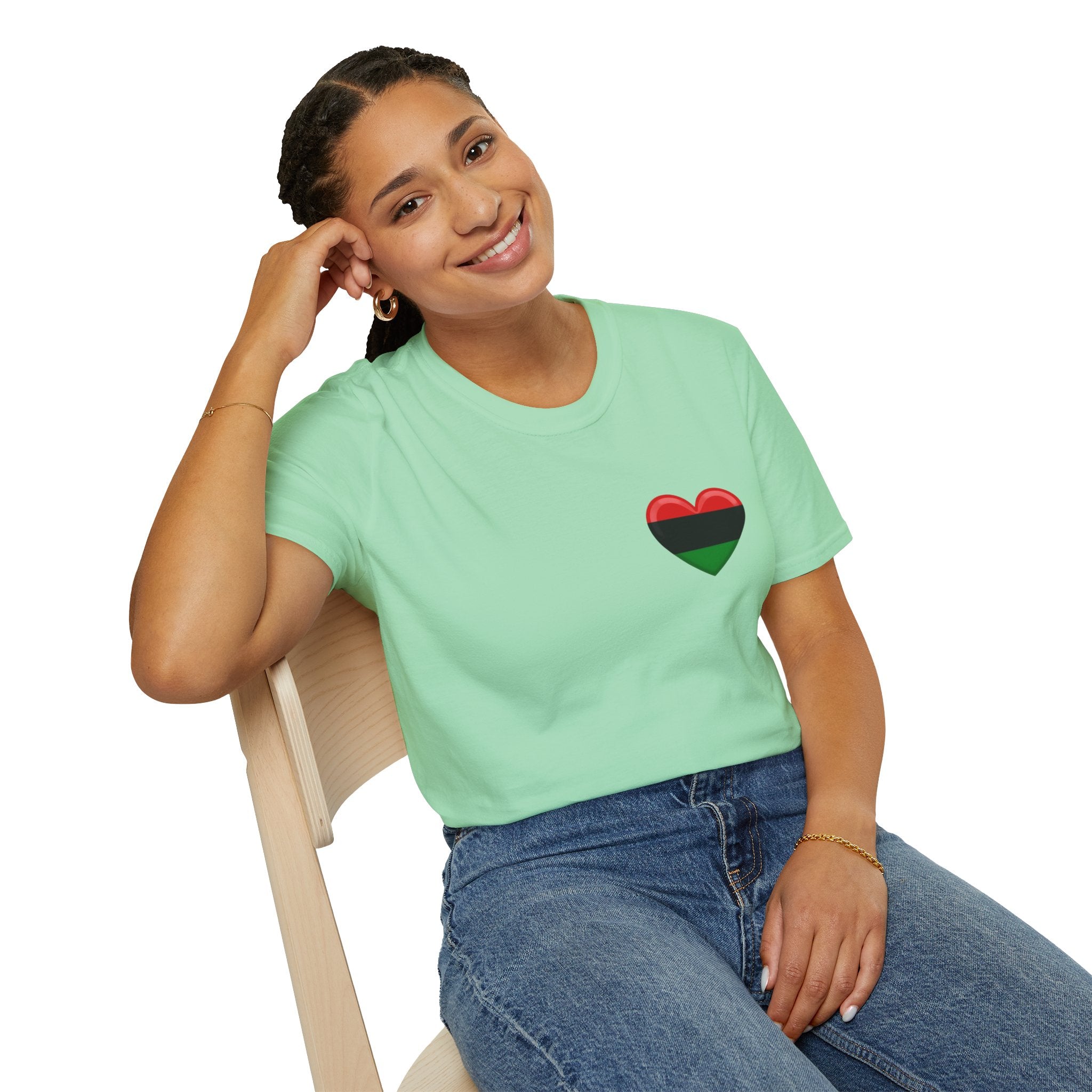 Unity and Heritage Unisex Softstyle T-Shirt with Pan-African Heart