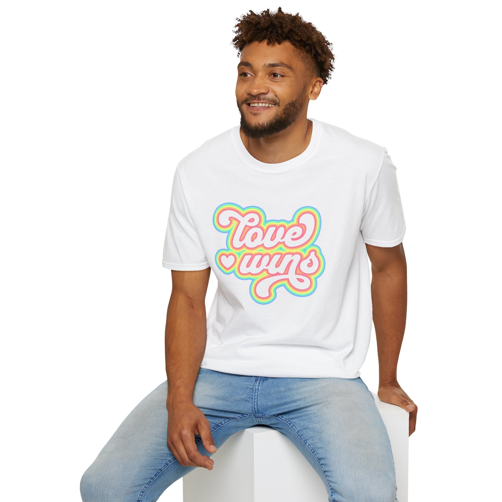 Love Wins Unisex Softstyle T-Shirt - Positive Vibes for Pride and Everyday Wear