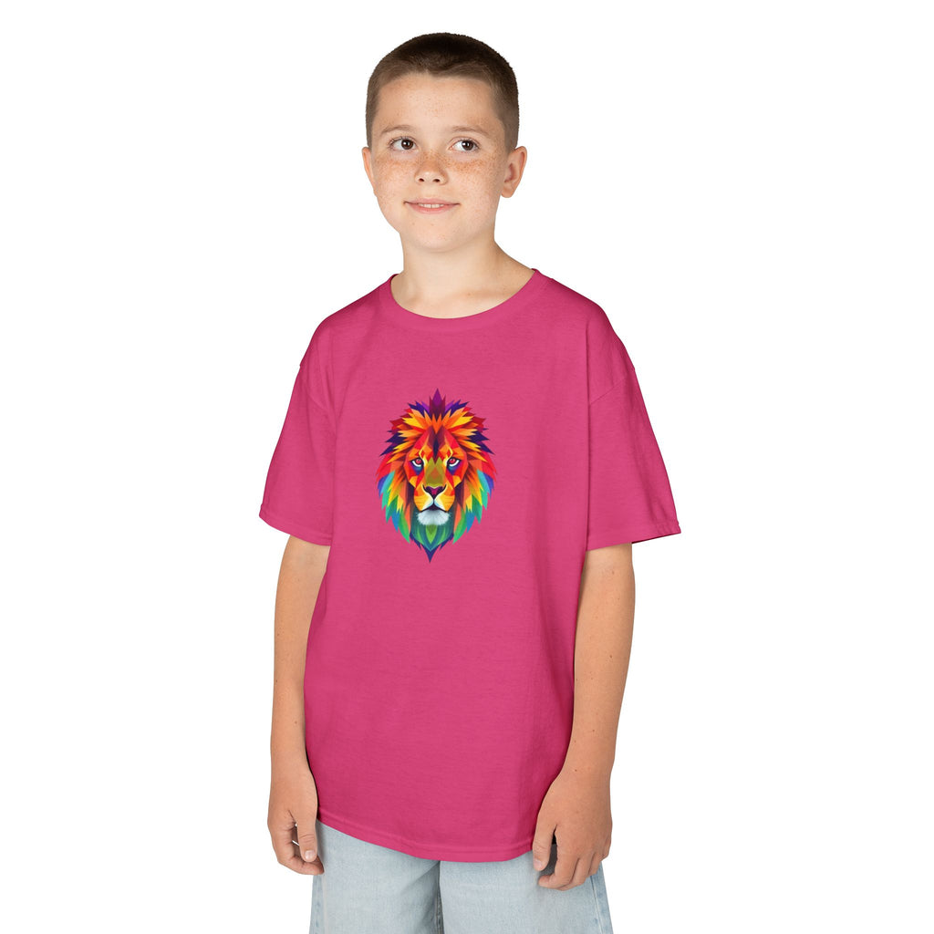Colorful Fractal Lion Kids Heavy Cotton Tee