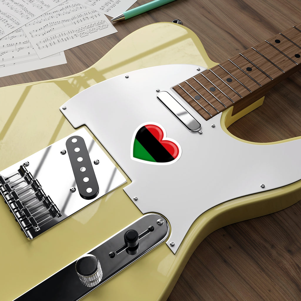 Die-Cut Stickers -  Heart design featuring Pan-African Flag Colors