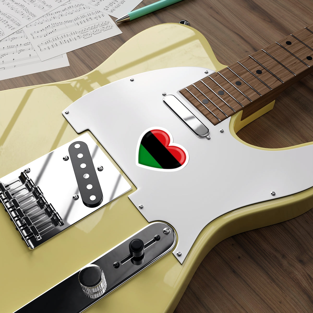 Die-Cut Stickers -  Heart design featuring Pan-African Flag Colors