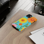 Floral Tough Phone Case for iPhone — Bright Daisy Garden Protective Cover