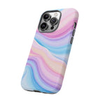 Pastel Marble Tough Phone Case iPhone — Swirled Pink & Blue Protective Cover