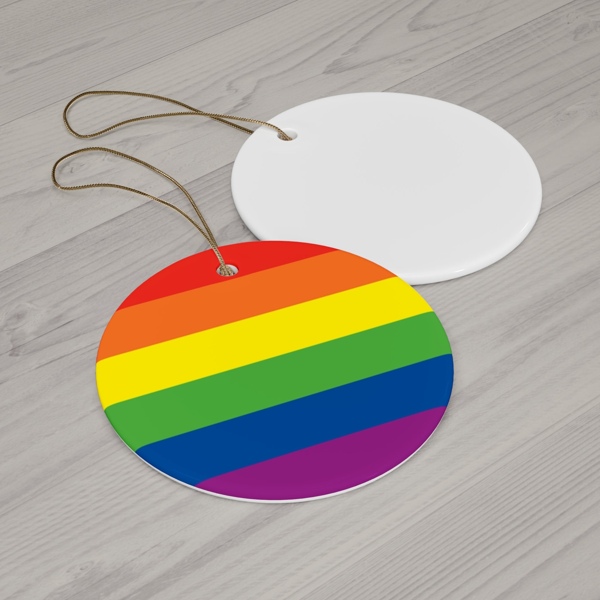 Pride Rainbow Star Ceramic Ornament - Colorful Holiday Decor