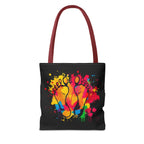 Rainbow Paint Splatter Footprints Tote Bag