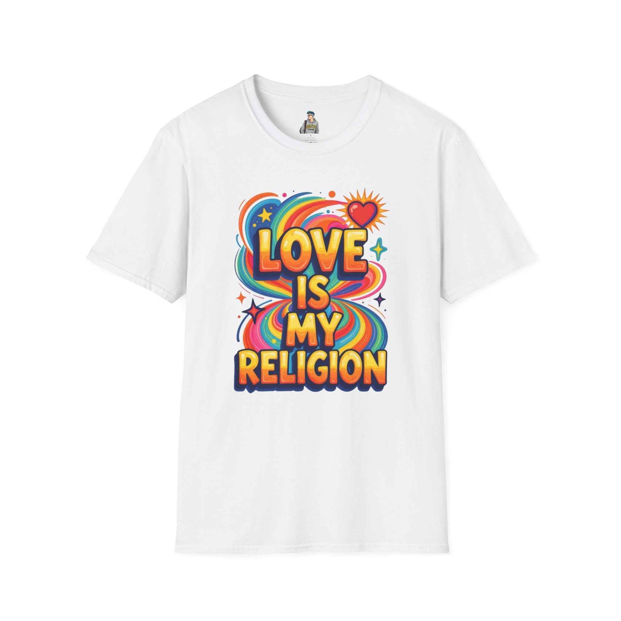 T-Shirt — "Love Is My Religion" Retro Rainbow Graphic Tee