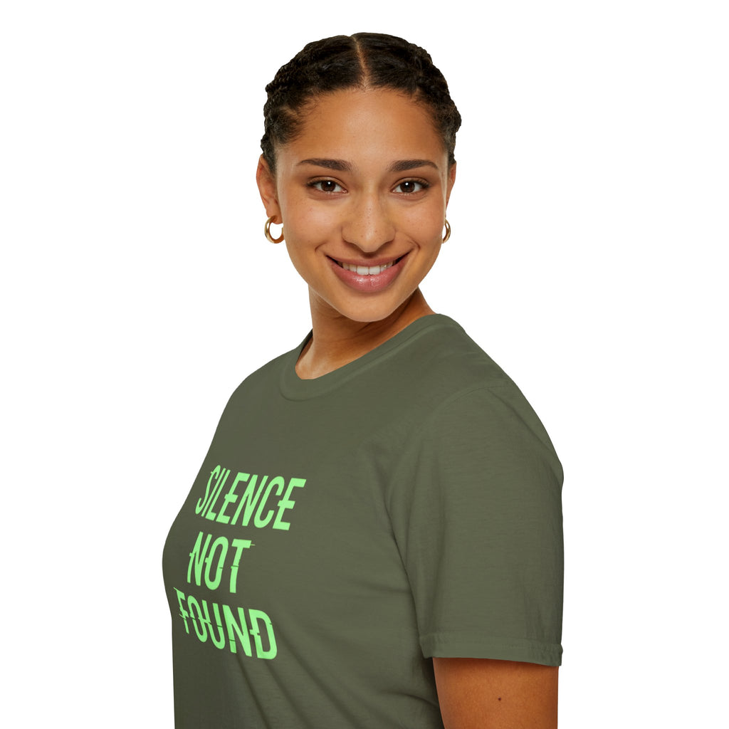 Silence Not Found T-Shirt — Bold Neon Text Tee