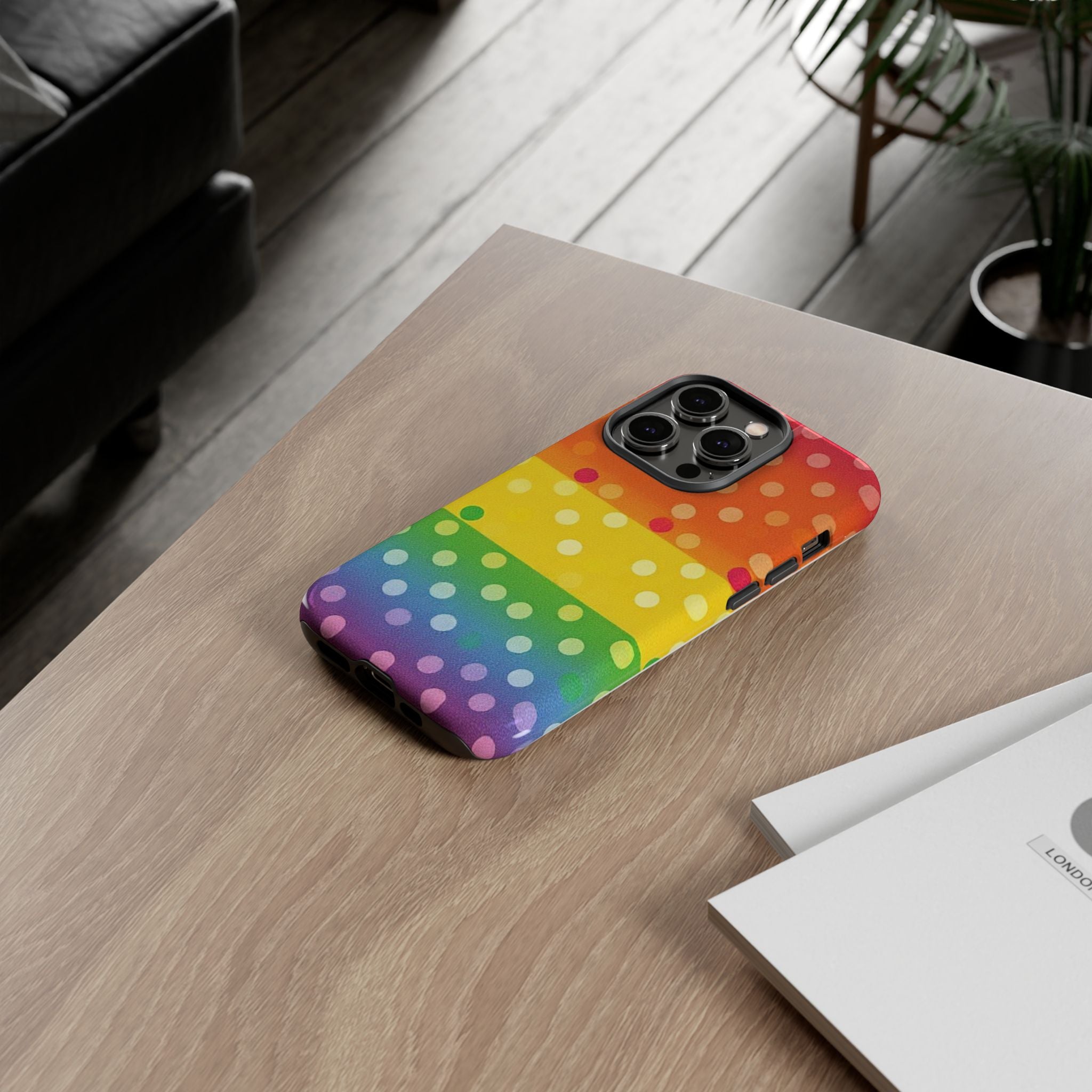 Rainbow Polka Dot Tough Phone Case for iPhone