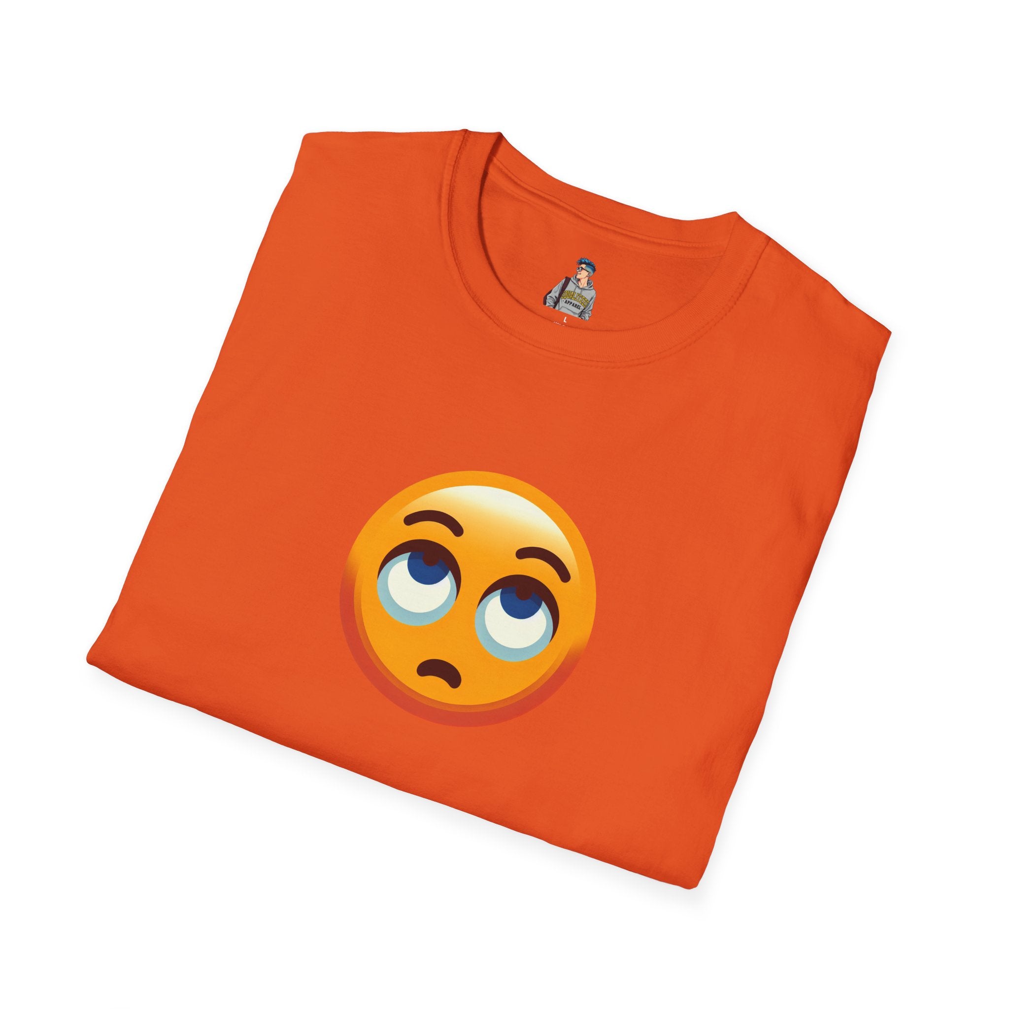 Unisex Softstyle T-Shirt with Eye Roll Emoji | Casual Graphic Tee for Everyday Humor