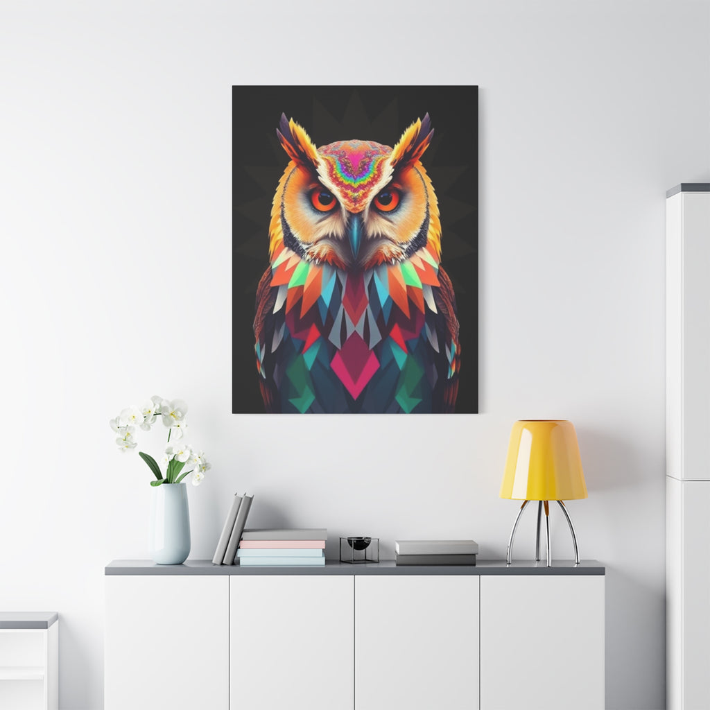 Colorful Owl Canvas Wall Art - 1.25" Stretched Matte