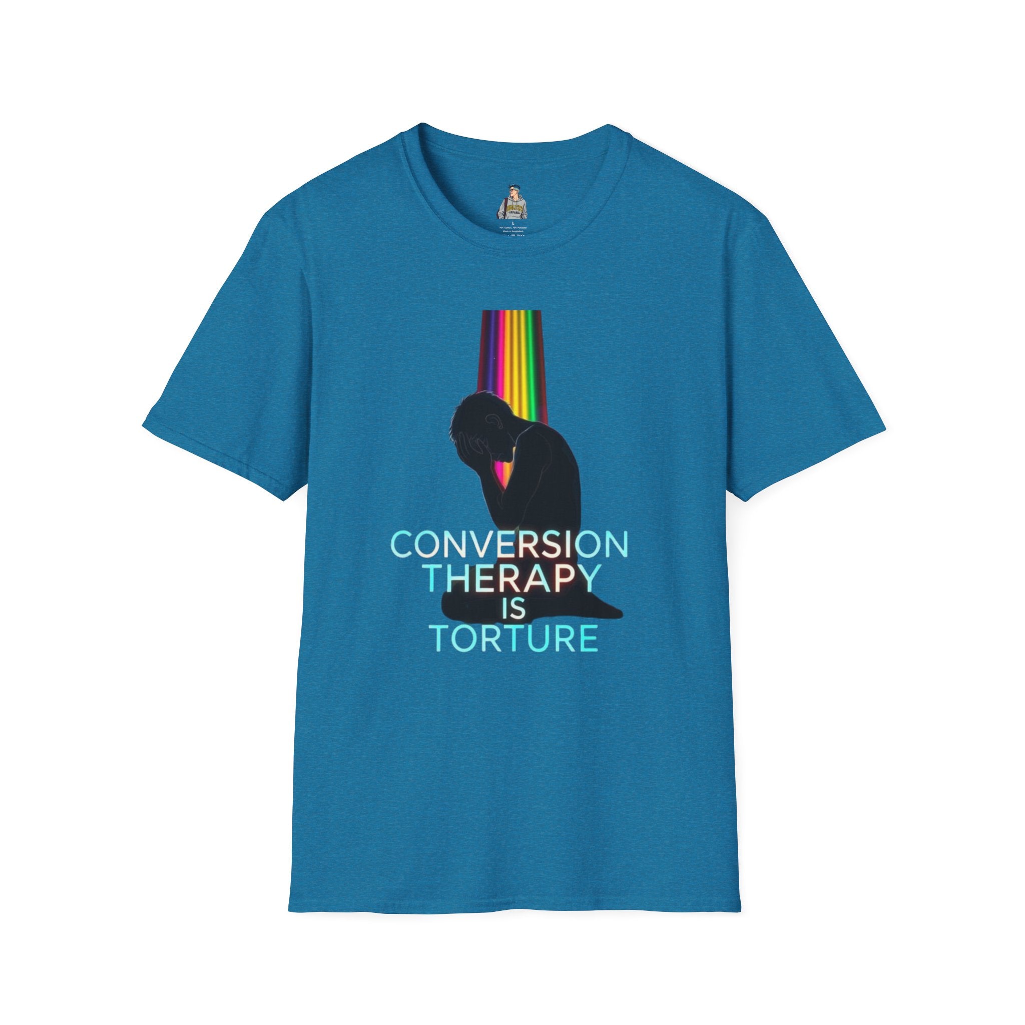 Unisex Softstyle T-Shirt: "Conversion Therapy is Torture" & "We All Belong" - LGBTQ+ Empowerment Tee