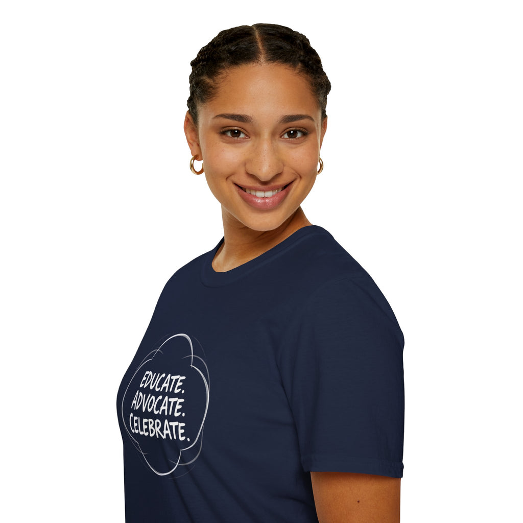 Subtle Pride Educate Advocate Celebrate Minimalist T-Shirt for Every Occasion