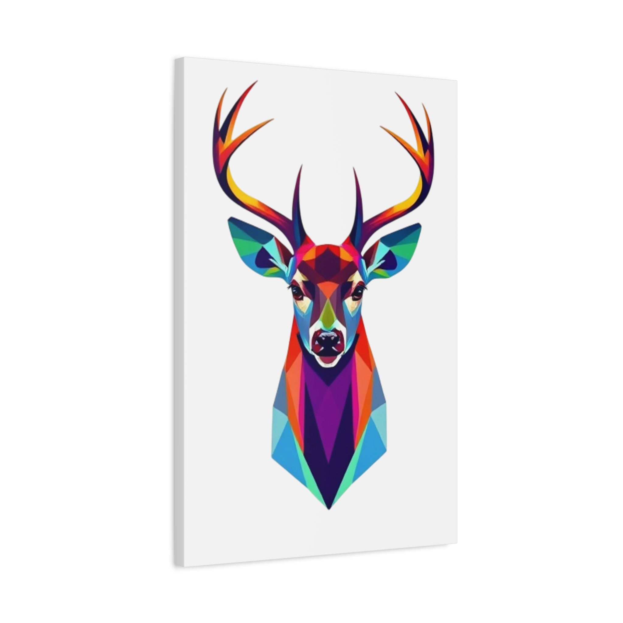 Vibrant Stag Canvas Wall Art - Colorful Geometric Deer Decor