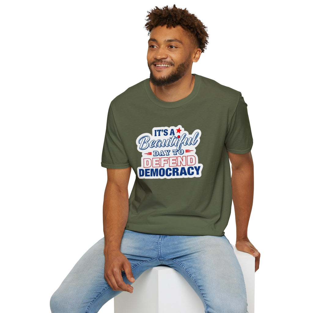Defend Democracy Unisex Softstyle T-Shirt - Perfect for Activism and Everyday Wear
