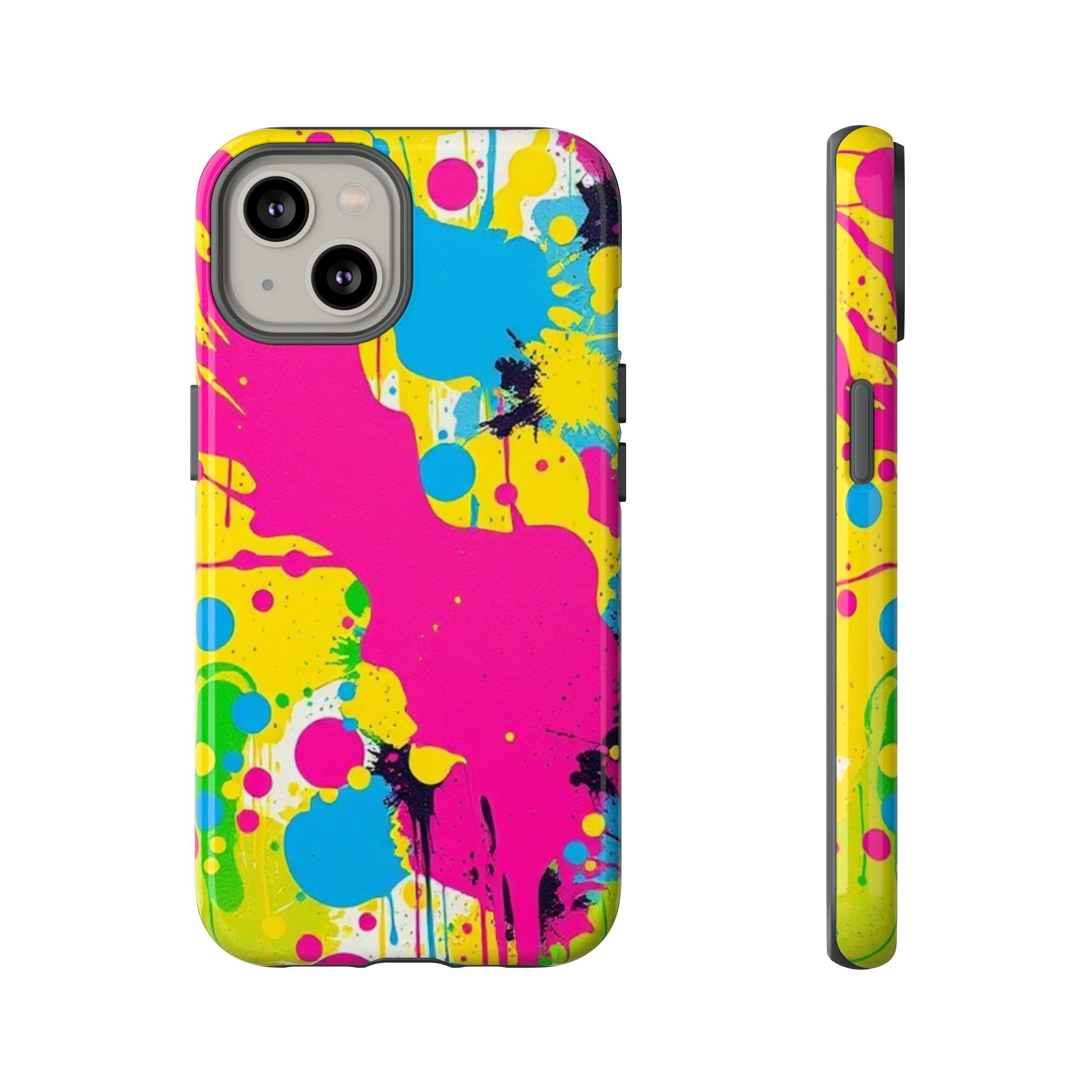 Android OR iPhone Compatible Cases - Crazy Retro Color Splash Design - Unique Tough Cases