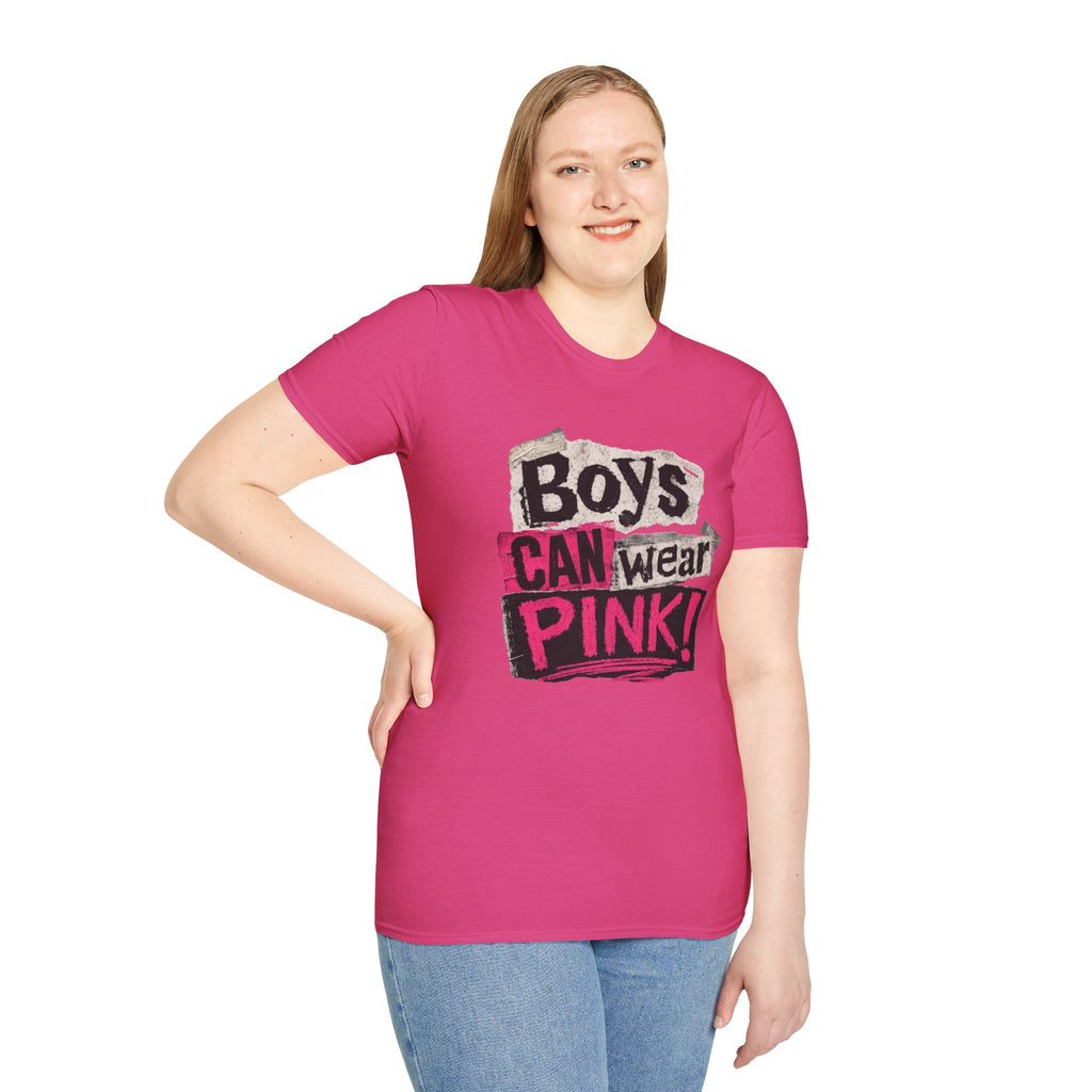 Boys Can Wear Pink T-Shirt — Bold Retro Feminist Graphic Tee
