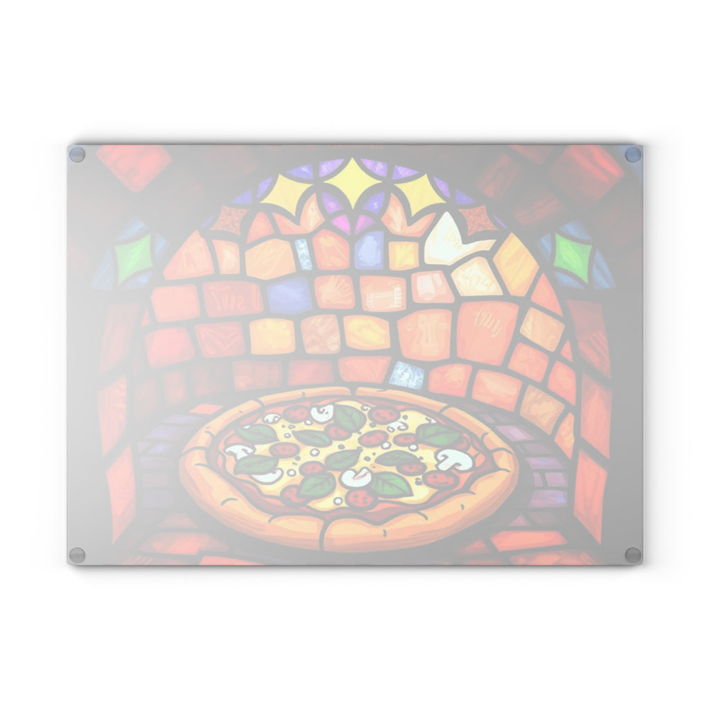 Stained Glass Pizza Cutting Board Colorful Kitchen Art for Food Lovers