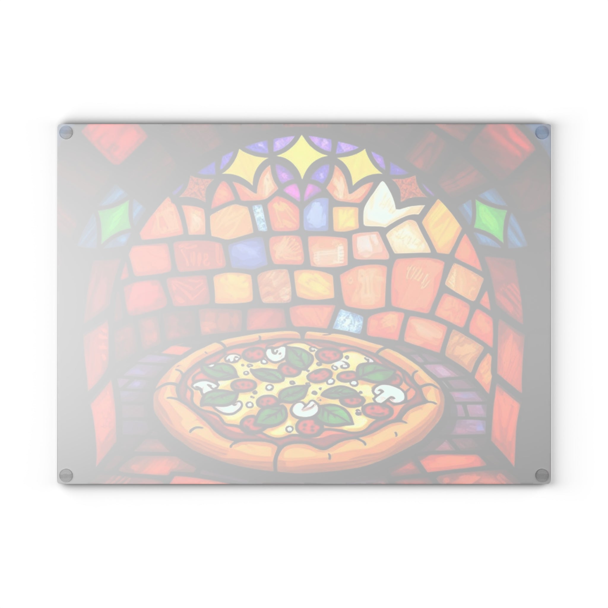 Stained Glass Pizza Cutting Board Colorful Kitchen Art for Food Lovers