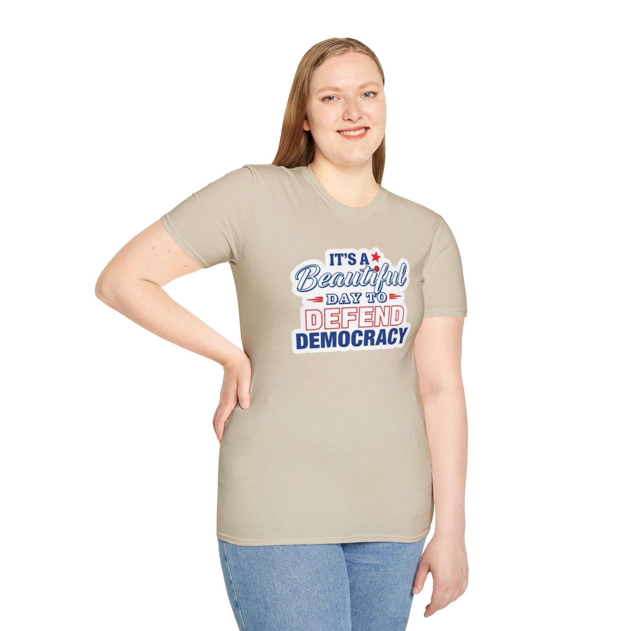Defend Democracy Unisex Softstyle T-Shirt - Perfect for Activism and Everyday Wear