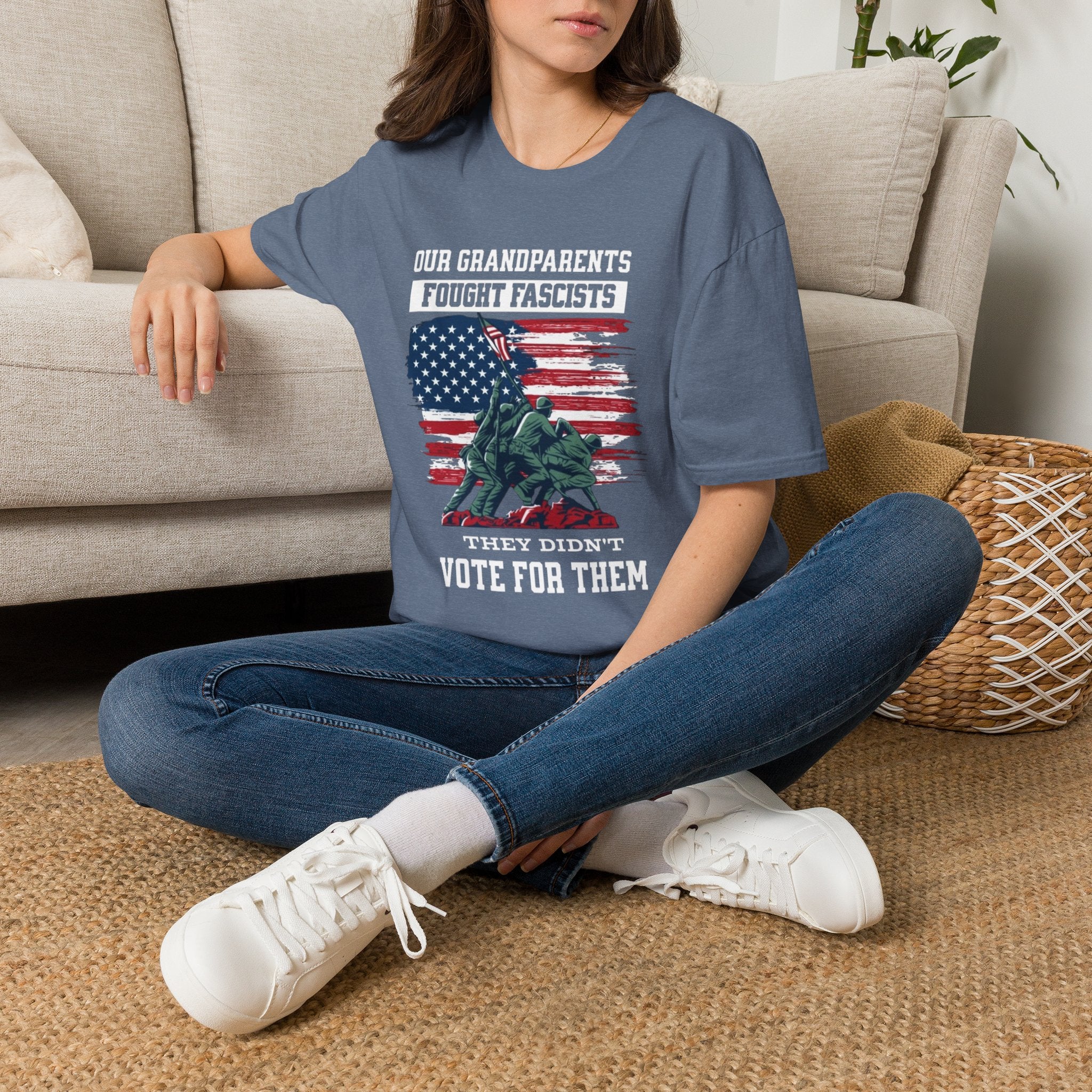 Unisex Softstyle T-Shirt: 'Our Grandparents Fought Fascists' Patriotic Tee