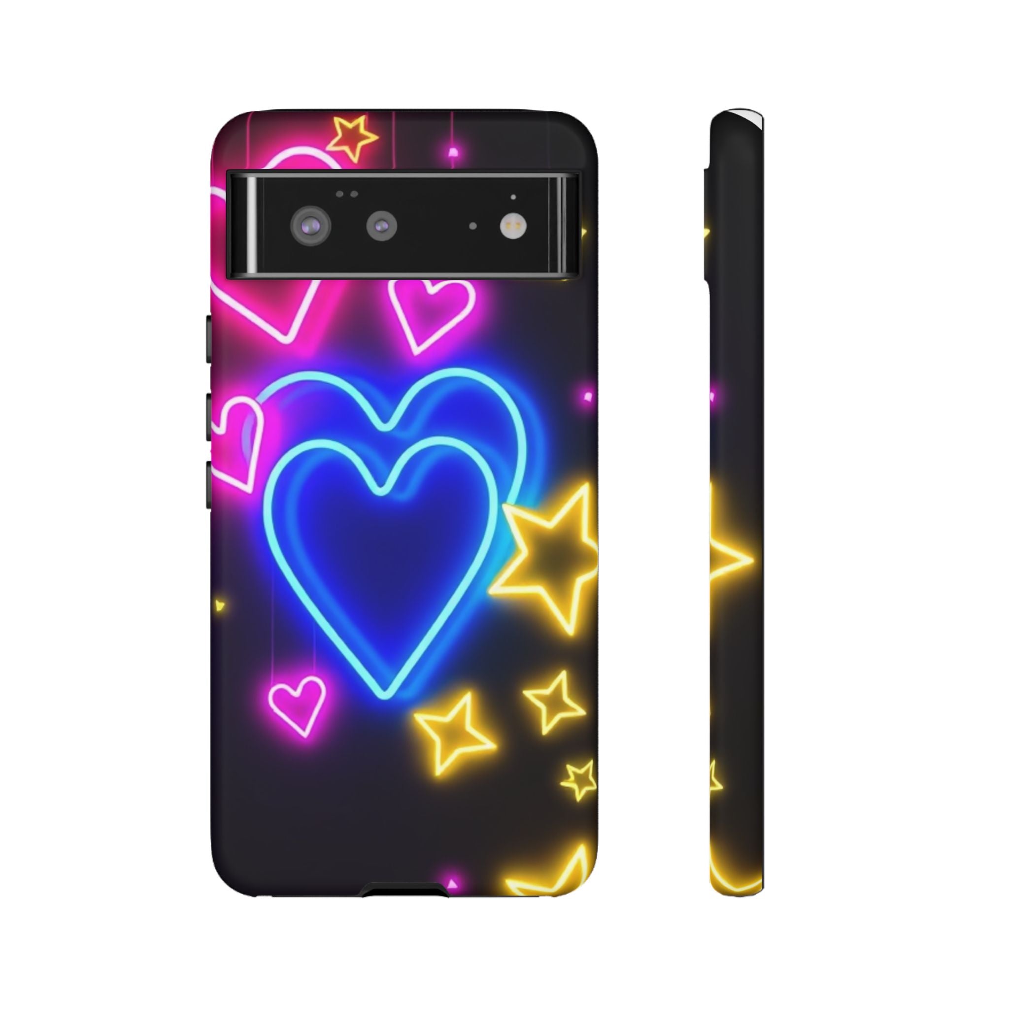 Android OR iPhone Compatible Cases - Neon Love Design - Unique Tough Cases