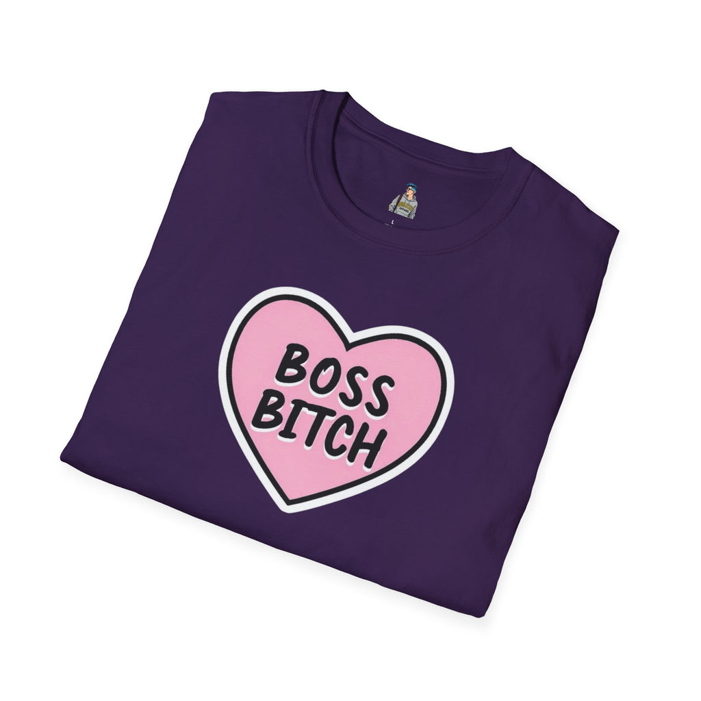 Unisex Softstyle T-Shirt - 'Boss Bitch' Heart Design - Funny Statement Tee