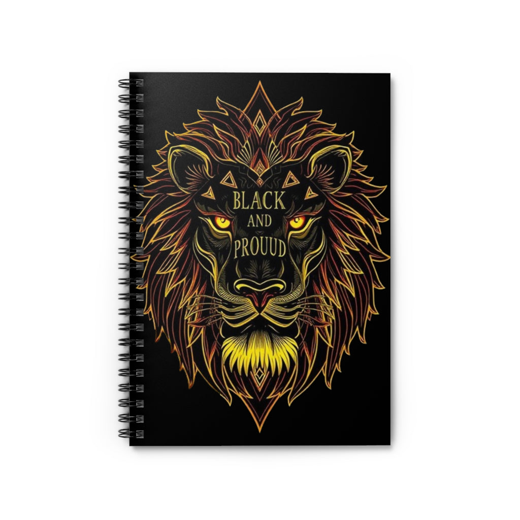 Spiral Notebook - Black and Proud Lion Design for Creativity and Inspiration