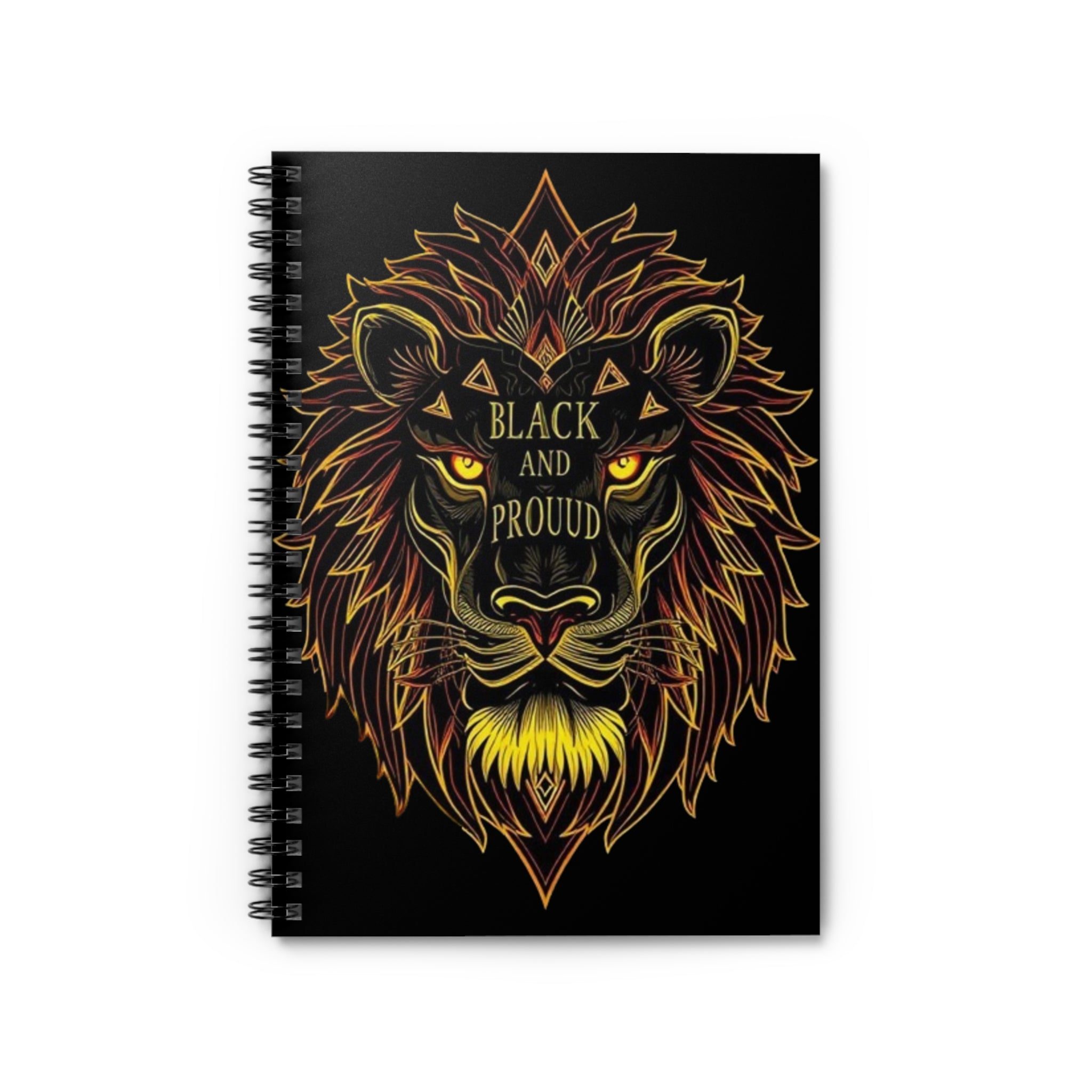 Spiral Notebook - Black and Proud Lion Design for Creativity and Inspiration