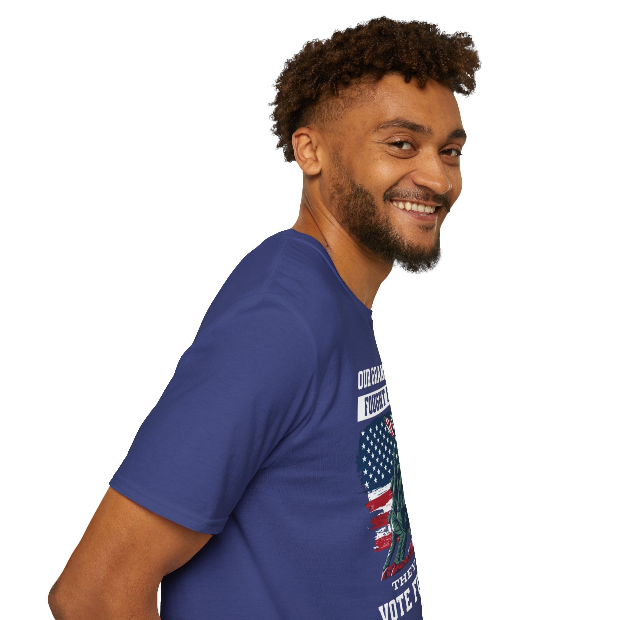 Unisex Softstyle T-Shirt: 'Our Grandparents Fought Fascists' Patriotic Tee