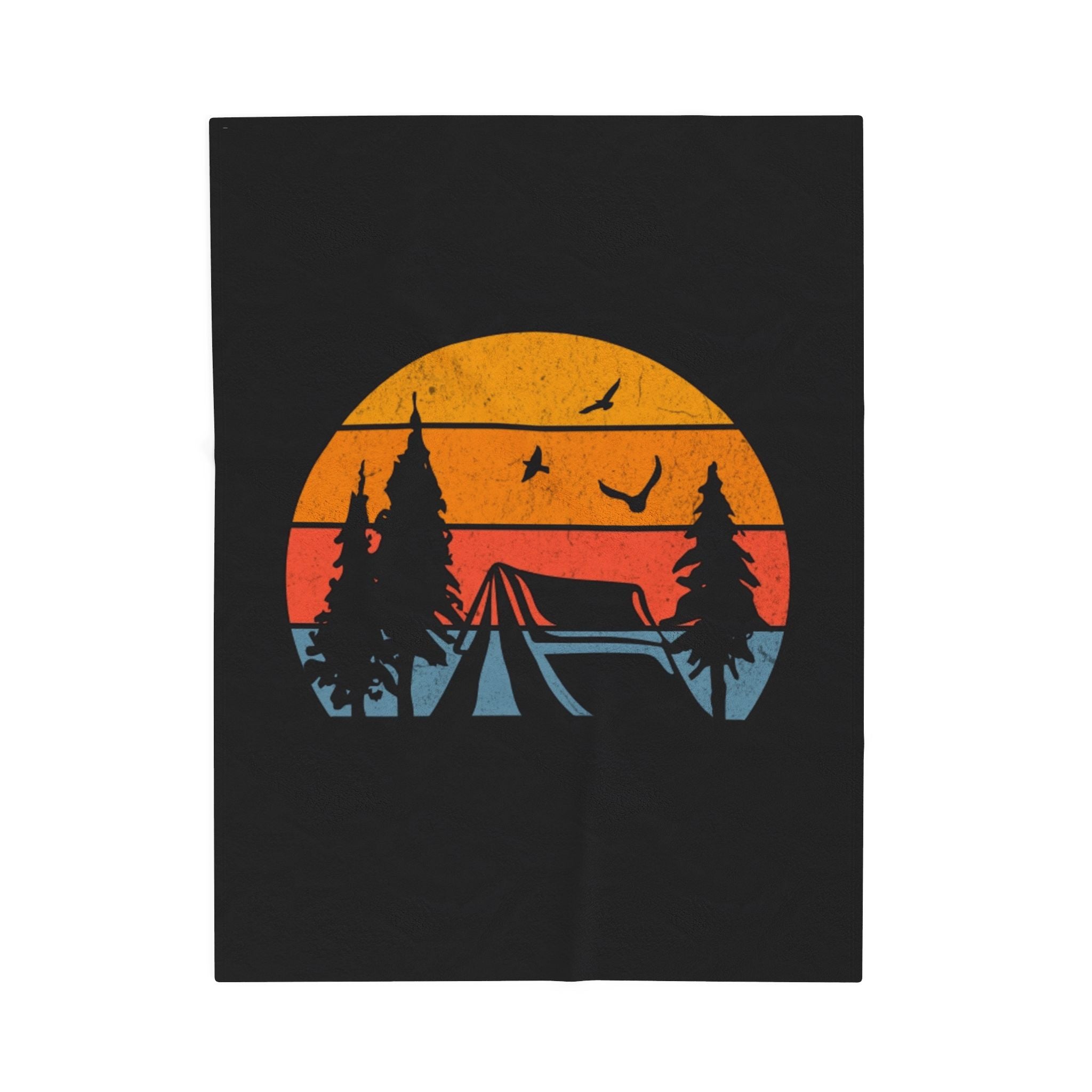Camp Scene Velveteen Plush Blanket – For Comfort and Warmth