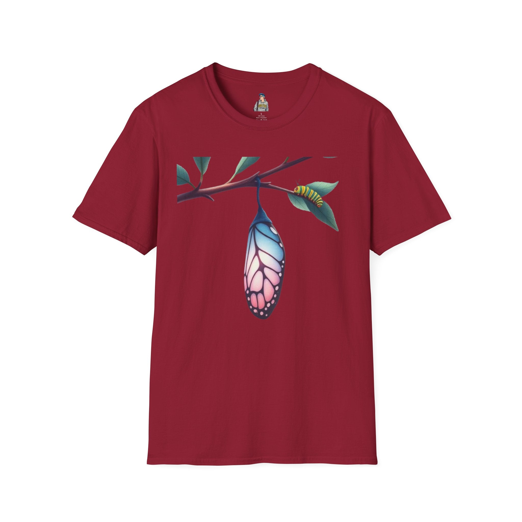 Trans Caterpillar to Butterfly Transformation T-Shirt, Unisex Graphic T-Shirt