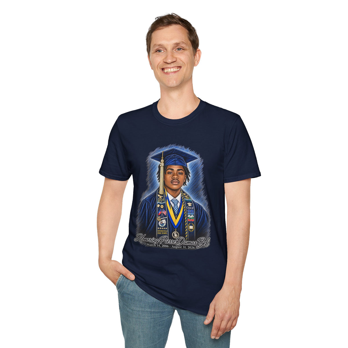 Portrait Front and Back - In Memory of Pierre Damas Bel T-Shirt