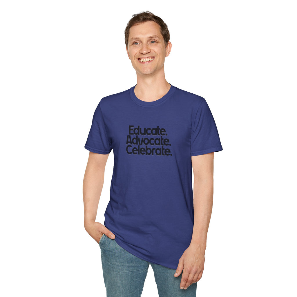 Teacher Advocate T-Shirt - Subtle Pride Educate Advocate Celebrate Design - EqualiTees.Me